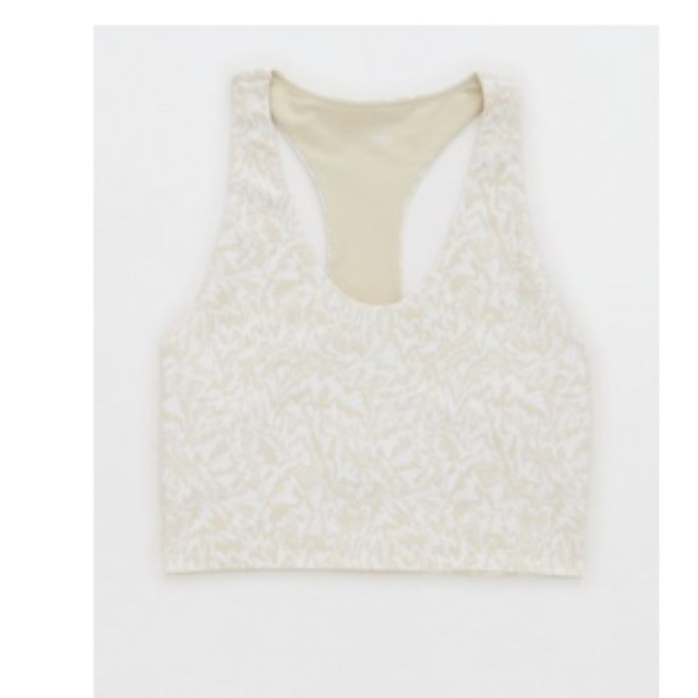 OFFLINE By Aerie Real Me Racerback Longline Sports Bra Soft Oat Size Medium